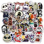 50PCS Halloween Theme Stickers for Water Bottle, The Nightmare Before Christmas Horror Pumpkin Ghost Stickers Waterproof Bike Skateboard Luggage Decal Graffiti Patches Decal - C