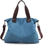 Sunshinejing Women's Canvas Tote Bag Shoulder Crossbody Purses Work Travel Handbag Hobo Bag (Blue)