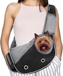 PetAmi Dog Sling Carrier for Small Dogs, Puppy Carrier Sling Purse, Pouch Carrying Bag to Wear Medium Cat, Adjustable Crossbody Pet Sling Travel, Breathable Mesh, Poop Bag Dispenser, Max 10 lbs, Black