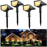 JIOR Solar Landscape Spot Lights Outdoor 32 LED IP65 Waterproof Solar Powered Wall Lights 2-in-1 Adjustable Wireless Lights for Garden Yard Driveway Walkway Pool Patio 4 Pack (Warm White)