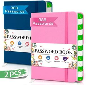 Password Book with Alphabetical Tabs, 2Pcs Password Book Small 6.1 * 4.7inches, Mini Password Keeper Book for Seniors, Personal Organizer for Password Safety-Pink & Dark Blue