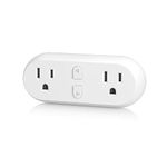 HBN Smart Plug 15A, WiFi&Bluetooth Outlet Extender Dual Socket Plugs Works with Alexa, Google Home Assistant, Remote Control with Timer Function, No Hub Required, ETL Certified, 2.4G WiFi Only, 1-Pack