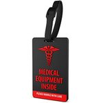 Shacke Medical Equipment Luggage Tag for Respiratory Devices (Black / Vertical)