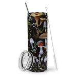 IchDich Mushroom Tumbler With Lid and Straw 20 oz Insulated Mushroom Tumbler Stainless Steel Mushroom Skinny Tumbler Water Bottle Travel Mug Wine Cups Mushroom Gifts for Women