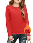 Arshiner Red Girls Shirts Crewneck Soft Top for Girls 5-6 Years Fashion Blouse for Little Girls