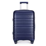 Kono Lightweight Polypropylene 55cm Cabin Suitcase TSA Lock 20" Carry On Hand Luggage with 4 Spinner Wheels 40L (Navy)