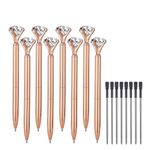 MSTOKIN Bling Crystal Diamond Pen metal ballpoint pens for Office School with Reffills students gift, pack of 3 4 5 8 12 (8 rose gold)