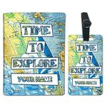 Nutcase Personalized Passport Cover with Customized Single Luggage Tag Set - Time to Explorer Map