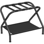 SONGMICS Luggage Rack, Suitcase Stand with Fabric Storage Shelf, for Guest Room, Bedroom, Hotel, Foldable, Holds up to 50 kg, 69 x 38 x 52 cm, Black URLR002B01V1