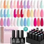 Beetles Pastel Gel Nail Polish Kit with Gel Base Top Coat 23Pcs Macaron Colors Collection Bright Uv Gel Nail Art Solid Sparkle Glitter Colors Decorations Gifts for her Girls