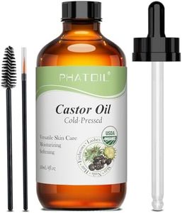 PHATOIL Organic Castor Oil 118ml, Cold Pressed & Pure - USDA Certified Organic, Hexane-Free Massage Oil for Hair Growth, Eyebrows, Eyelashes & Skin Moisturizing - Glass Bottle