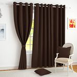 Story@Home Blackout Door Curtains 7 Feet Long Set of 3 Room Darkening Curtain Plain Print Opaque Room Darkening Curtain for Living Rooms, Bedrooms, Halls, 116 x 215 cm, Dark Brown, 100% Opacity