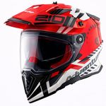 Axor X-Cross Speedometer ISI ECE and DOT Certified Premium Off-Road Full Face Helmet with Pinlock Fitted Dual Visors and Stylish Peak-White Red-L