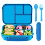 Amathley Lunch Box Kids,Bento Box Adult Lunch Box,Leakproof Lunch Containers for Adults/Kids/Toddler,1200ML-4 Compartments bento Lunch Box with Utensil,Microwave & Dishwasher Safe (Blue)