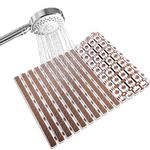 RichAxis PVC Anti Skid Mat For Bathroom Anti Slip Bathroom Mat Shower Area Anti Skid Mats With Suction Cups And Drain Holes For Bathtub Floor Mat (68X38 Cm,Brown)