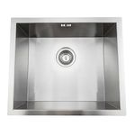 ENKI, Axia, KS045, Brushed Stainless Steel Kitchen Sink, 500mm x 430mm, Undermount or Topmount Fitting into Sink Unit, Kitchen Essential