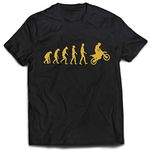 lepni.me Mens T-Shirt Motocross Evolution Dirt Bike Motorcycle Gear Racing Wear Motorbike Off-Roading (L Black Gold)