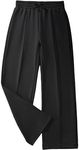 Floerns Girls Casual Drawstring High Waist Seam Sweatpants with Pocket Black 8-9Y