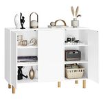 FirFurd Sideboard for Living Room Freestanding Cupboard Storage Cabinet with 3 Doors Wooden Cabinet Bedroom 107x40x80cm White