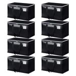 8 Pack Extra Large Moving Bags, Heavy Duty Storage Tote Bags, Travel Duffel Storage Bags, Foldable Moving House Storage Bags with Zippers and Handles for Comforters, Clothes, Bedding (8 Pack Black)