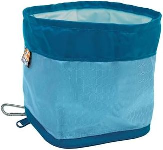 Kurgo Zippy Bowl for Dogs, Collapsible Travel Dog Bowls, Pet Food & Water Hiking Container, Food Grade Silicone, Travel Accessories for Pets, Includes Carabiner, Holds 48 oz (Coastal Blue)