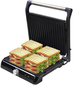 Libra Griller Sandwich Maker - 2000 W 4 Slice Sandwich Maker Electric With Non Stick Plates Opens to 180°, Cool Touch Handles, Temperature Control And Drip Tray,Black