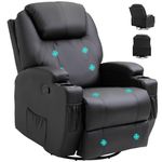 HOMCOM Recliner Armchair, Electric Massage Recliner Chair, PU Leather Reclining Chair with Side Pocket for Home, Living Room, Black