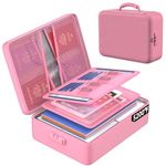 ENGPOW 5200°F Fireproof Document Bag with Lock, Upgraded Heat Insulated Fireproof＆Waterproof Box 8 Layers Document Organizer, Portable Home Travel Safe Storage Box for Important Files, Laptop, Pink