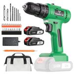 Tegatok 20V Cordless Drill Set, Electric Power Drill Set with 2 Batteries and Charger, Electric Handheld Drill Kit 18+3 Torque Setting, 2 Variable Speed, 3/8" Keyless Chuck 28pcs Drill Driver Bits