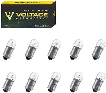 Voltage Automotive T4W Bulbs 12V 4W BA9s for 12V Passenger Car Indicator Rear Stop Tail Parking and Position License Plate Light E-Mark, Pack of 10