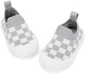 BACSAC Baby Toddler Shoes Boys Girls Infant Lightweight Breathable Walking Sock Sneakers 6-36 Months White Grey,6-9 Months