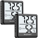 hoyiours 2 Pack Digital Hygrometer Indoor Thermometer Humidity Gauge, Mini Humidity Meters Room Thermometer for Home, Temperature and Humidity Sensor for Baby Room, Greenhouse, Pet Reptile, Black