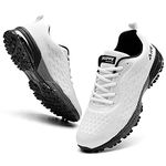 QAUPPE Mens Air Running Shoes Athletic Trail Tennis Sneaker (White US 8.5 D(M)