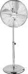 16” Stand Fan Metal Chrome Round Base Sliver Oscillating Pedestal Standing High velocity Fan Cooling Stand Floor Room Tall Fan, 3 Speed / Heavy Duty Pedestal Electric Fan