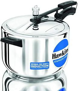 Hawkins Stainless Steel Induction Compatible Pressure Cooker, 8 Litre Capacity, Silver