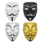 Udekit Hacker Mask V for Vendetta Face Mask for Women Men Halloween Costume Cosplay (4 Pices a Set)