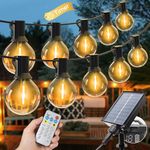 litogo 2 Pack Solar Festoon Lights Outdoor with Remote, 25+2 Bulbs Solar String Lights Outdoor Garden Dimmable, 30Ft/9M 8 Modes Timer Patio Light for Outside Wedding Backyard Party Camping