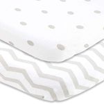 Baby Cradle Sheets Fitted 18x36x2 - Compatible With Arms Reach Co Sleeper Cambria, Clear Vue, Mini Ezee, Miclassic Bassinet - Pure Jersey Cotton - Breathable Cradle Bedding - Gender Neutral, Unisex