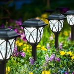 GIGALUMI Solar Lights Outdoor Waterproof, 6 Pack LED Solar Garden Lights, Solar Lights for Outside, Garden Decor for Yard, Patio, Landscape, Planter, Walkway (Cold White)