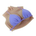 ROANYER Silicone Breast Forms East West Shape Fake Boobs Breastplate for Crossdresser Transgender Cosplay Drag Queen Wide-Set (Natural, H cup silicone filler)