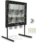 9 Hole Pitching Net Pitchers Net Baseball Pitchers Net for Baseball with Neon Pocket Separator for Strike Zone and Pitcher Trainer Ball for Target Pitching Training in Baseball and Softball 27x28 in