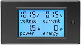 KETOTEK Amp Volt Watt Kwh Meter Tester Panel Digital 4 in 1 Ammeter Voltmeter Multimeter 12V DC 6.5-100V 20A, Voltage Current Power Energy Usage Monitor LCD Display Car Motorbike Solar