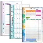 A6 Budget Planner Refill,82 Sheets Colorful Loose Leaf Punched Paper Refills Weekly Monthly Planner Calendar for Binder Cover Budgeting Envelope Wallet Bill Saving