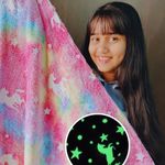 FAMYO Pink Glow In The Dark Blanket For Kids | 200 X 152Cm, 0-15 Years, Queen Size Unicorn Flannel Blanket | Birthday Gift For Kids Bed, Sofa, Or Couch, 300 Tc