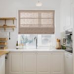 TWOPAGES Cordless Roman Shades Linen Textured Roman Blinds for Windows, Custom Made Room Darkening Blackout Roman Window Shades Washable Fabric, Hardware Included, Tapioca, 1 Piece