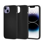 amazon basics Liquid Silicone Case for iPhone 14| Shockproof, with Drop and Camera Protection | Soft Microfiber Lining Inside| Silicone Cover for iPhone 14 - Black