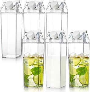 yarlung 6 Pack Milk Carton Water Bottle, 17 Oz Clear Plastic Milk Box Portable Square Juice Bottle for Outdoor Sports Travel Camping