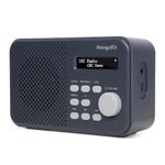 MangoKit MD2 DAB Radio with Bluetooth Speaker, Portable DAB+ Digital Radio,FM Kitchen Radios Mains and Battery Powered,Display,40 Preset Stations,Alarms,Clock,Snooze Timer, Headphone Port-Dark Grey