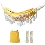 Yellow Boho Hammock Bed Hammock Included 2 Person Easy to Carry Hammock, Gifts for Girls. Gifts for Women, Gifts for Kids