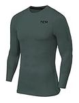 TCA Mens & Boys Pro Performance Compression Shirt Long Sleeve Top Compression Tops for Men Base Layers Men - Darkest Spruce, L